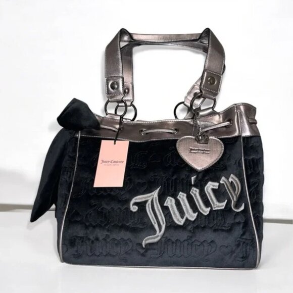 Juicy Couture Vintage Dreams Tote Handbag Black and Gunmetal Tik Tok Viral NWT - Picture 1 of 5
